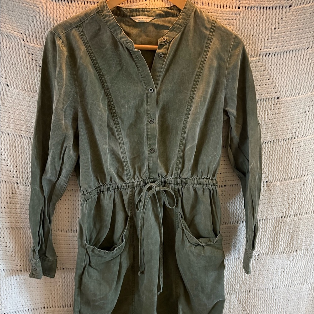 Lucky Brand Olive Green Drawstring Waist Corduroy Dress